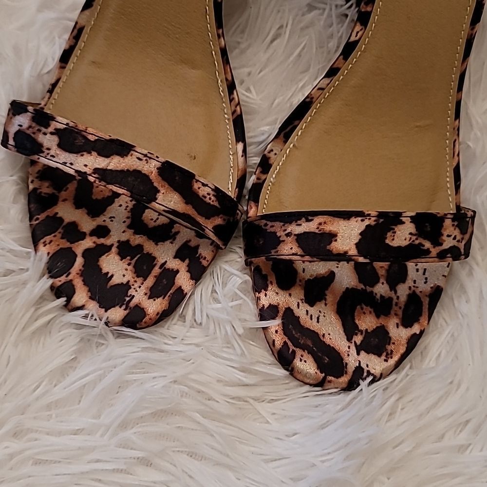 Lemonade Leopard Print Wedge Sandals with Rose - Picture 5 of 15